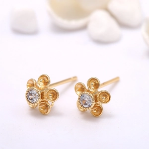 925 Silber Nadel Blumenstecker mit Zirkonia Mitte für DIY-Schmuckherstellung und Zubehör