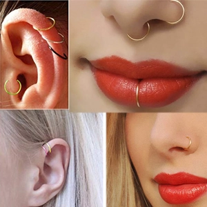Set of 40 stainless steel C-shaped nose rings and body jewelry in various colors
