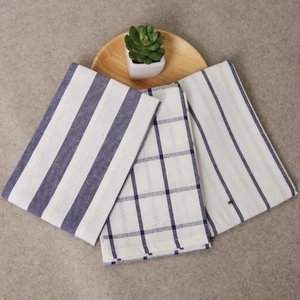 Japanese style blue and white cotton napkins set with striped and plaid patterns