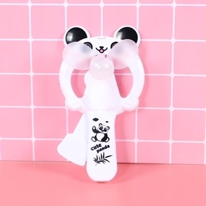 Portable white panda handheld fan with manual press trigger and cute animal design
