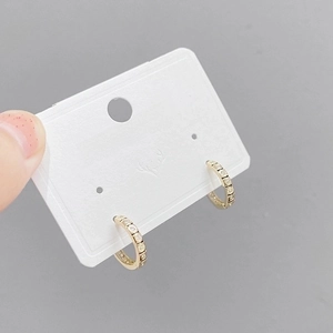 Three-piece gold C-shaped geometric hoop earrings set with micro-inlaid cubic zirconia