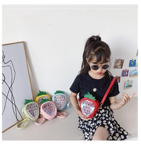 Detailed strawberry sequin crossbody bags for girls in five vibrant colors