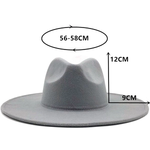 Grey wool fedora hat for women with 58cm circumference and wide brim dimensions
