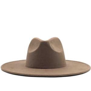 Classic dark brown wool wide-brim fedora hat for women with minimalist retro design