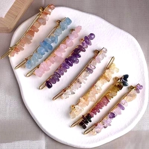Hair Clips Natural Crystal Gravel Handmade Gold Wire Wrapped Bobby Pins Bohemian Hair Accessories For Women Girls