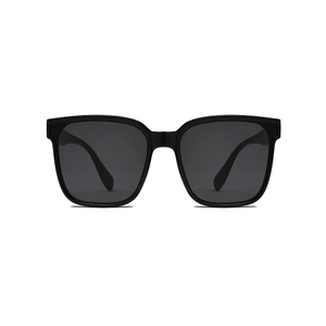 Classic black square frame sunglasses with dark polarized lenses for men and women