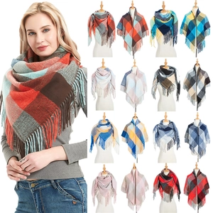 Écharpe Écossaise d'Hiver Unisexe Grand Châle Carré Avec Glands à Franges Polyester Doux Chaud Écharpe de Mode pour Femmes Hommes