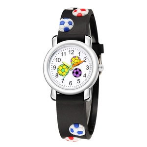 Children Quartz Watch 3D Soccer Pattern Plastic Strap Analog Display Sports Wristwatch For Boys Girls Students