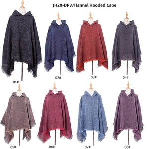 Detailed grid view showing eight color options for the hooded plaid knit poncho wrap