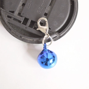 Blue metal bell with silver lobster clasp attachment for DIY accessories and bags