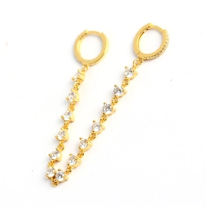 Luxury S925 sterling silver tassel drop earrings with sparkling cubic zirconia stones