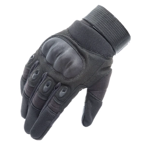 Tactical full finger gloves with protective hard knuckles and adjustable wrist straps