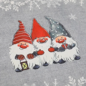 Christmas gnomes printed fabric placemat for holiday table decoration with gnome design