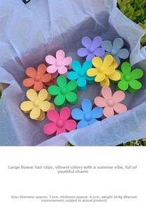 Matte flower hair claw clip measuring 7.3cm in diameter and weighing 24.8g