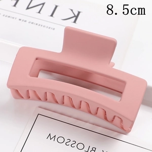 Matte pink rectangular hair claw clip 8.5cm stylish minimalist hair accessory for women.