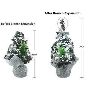 Detailed comparison of 20cm mini Christmas tree before and after expanding branches