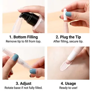 Portable twist vacuum pen for liquid foundation with sponge applicator brush head for travel