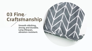 Detailed view of Nordic oven mitt stitching showing durable grey herringbone cotton fabric