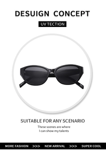 Vue détaillée de lunettes de soleil œil de chat noires avec protection UV et monture mate