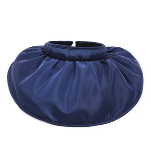 Women's dark blue wide brim sun hat with pleated texture for UV protection outdoors