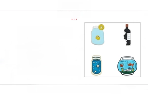 Detail specifications for zinc alloy enamel pins featuring lemon cup and fishbowl designs