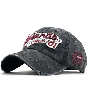 Vintage Washed Cotton Baseball Cap Distressed Retro Orlando Letter Embroidery Adjustable Sun Hat For Men And Women