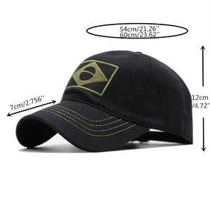 Detailed size specifications for the Brazil flag baseball cap with adjustable strap