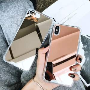 Mirror finish phone case for iPhone 15 Pro Max with protective clear bumper corners