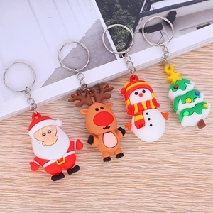 Christmas soft PVC keychains with Santa Claus, Reindeer, Snowman and Tree designs