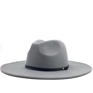 Fedora Hat Wide Brim Woolen Felt Jazz Cap With Leather Belt Gold Rivet For Men Women Autumn Winter Retro Style