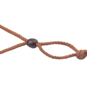 Men's summer straw cowboy hat featuring a braided brown cord with wooden bead detail