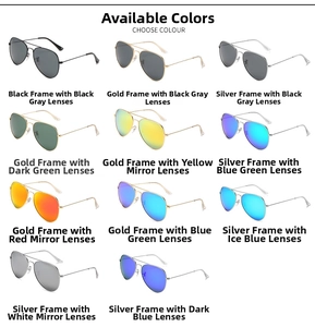 Detailed catalog of retro aviator polarized sunglasses in multiple lens color variants