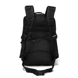 Tactical 3P backpack in black featuring ergonomic breathable mesh back and padded straps