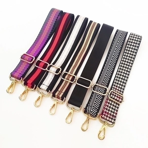 Wide Shoulder Bag Strap Replacement Adjustable Crossbody Handbag Belt Nylon Fabric Patterned With Metal Buckles