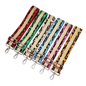 5cm adjustable leopard print purse straps with gold metallic stripes in multiple colors