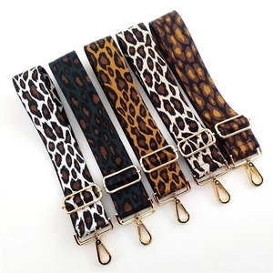 Adjustable 5cm wide leopard jacquard bag straps with gold hardware in five colors