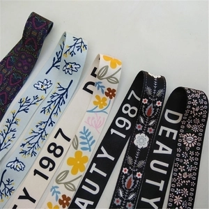 Adjustable crossbody shoulder strap replacement with floral and geometric patterns