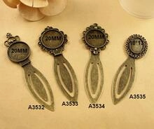 Detailed view of antique bronze alloy bookmark bases with hollow vintage floral patterns