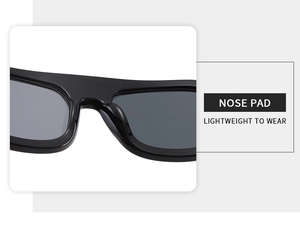 Detail of the integrated nose pad design on lightweight punk aviator sunglasses