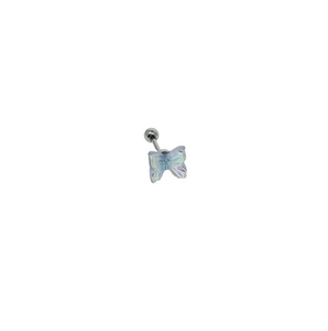 Iridescent butterfly cartilage stud earrings in titanium steel with screw ball back