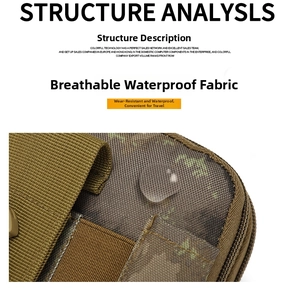 Macro detail of breathable waterproof nylon fabric on outdoor tactical waist pouch