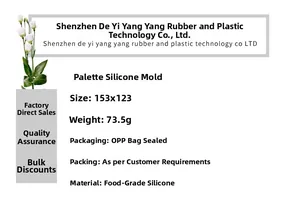 Detailed specifications of the food-grade silicone palette mold, size 153x123mm
