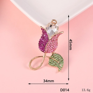 Macro shot of 45x34mm tulip pendant with pink crystals and large teardrop gemstone