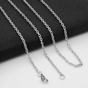 Polished stainless steel silver Rollo chain necklace with a secure lobster clasp