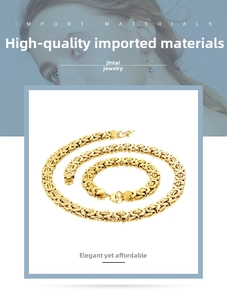 Detailed view of the gold Byzantine weave texture on the necklace and bracelet set