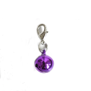 Vibrant purple metal bell pendant with silver lobster clasp for DIY bag and garment charms