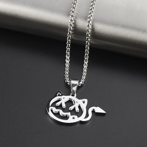 Hip hop style titanium steel necklace with a unique little devil smiley face pendant