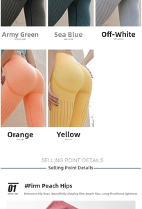 Detail view of seamless high-waist yoga pants with breathable hollow mesh and peach lift