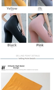 Gros plan sur la texture du pantalon de yoga taille haute et options de couleurs fitness
