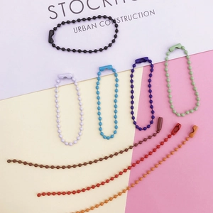Close-up of multi-colored 2.4mm ball chains for DIY keychain making and tag accessories